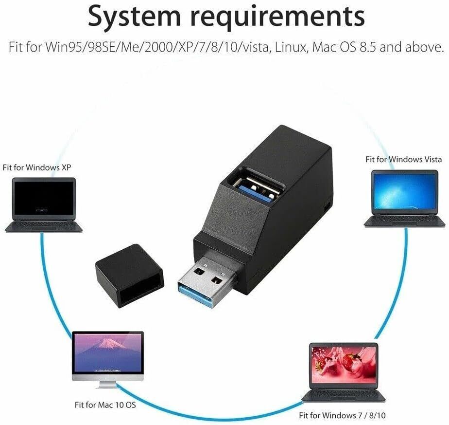 3 Port USB 3.0 Hub Splitter - Boost Connectivity for Multiple Devices