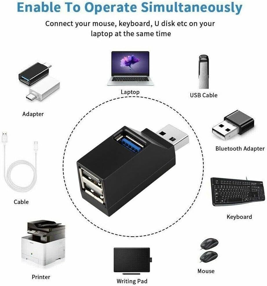 3 Port USB 3.0 Hub Splitter - Boost Connectivity for Multiple Devices