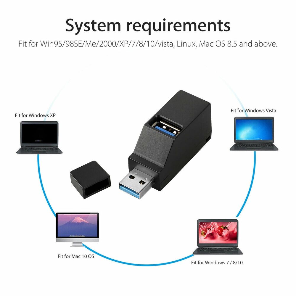 3 Port USB 3.0 Hub Splitter - Boost Connectivity for Multiple Devices
