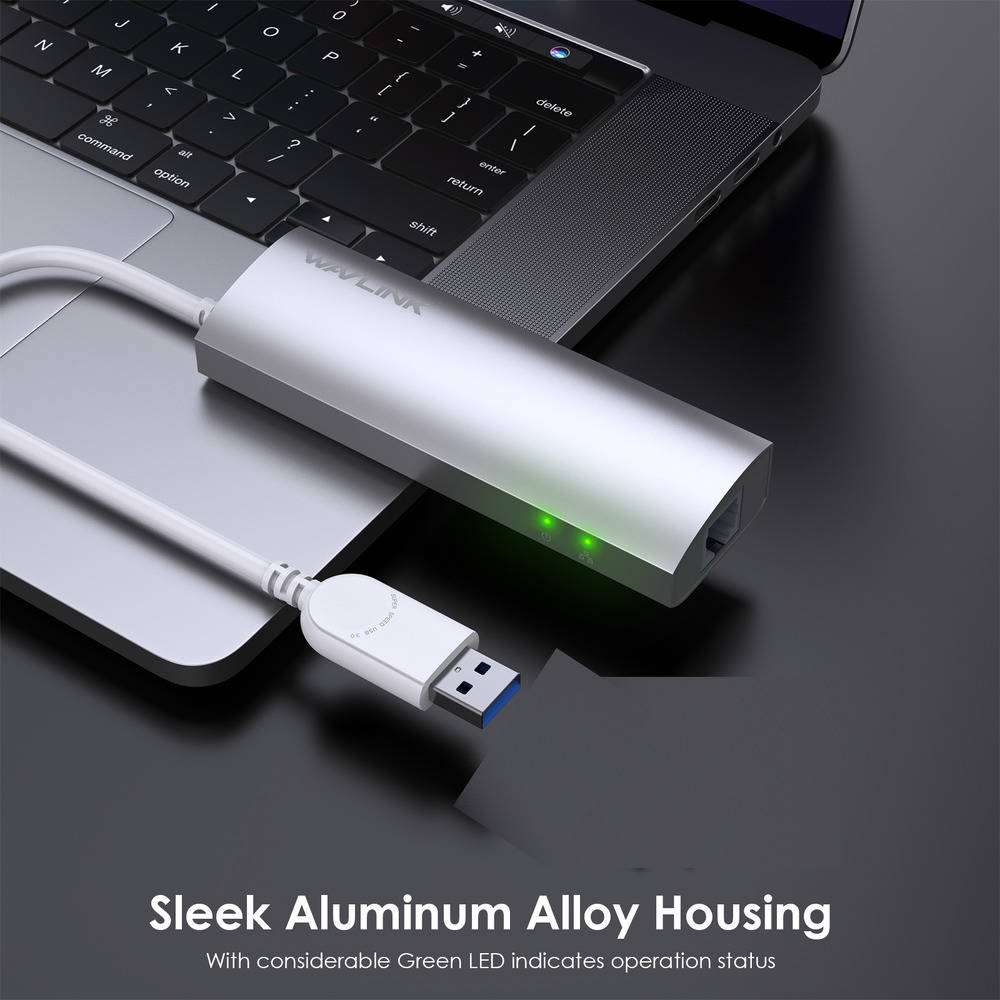 Ultra-Fast USB 3.0 Gigabit Ethernet Adapter with 3-Port Hub