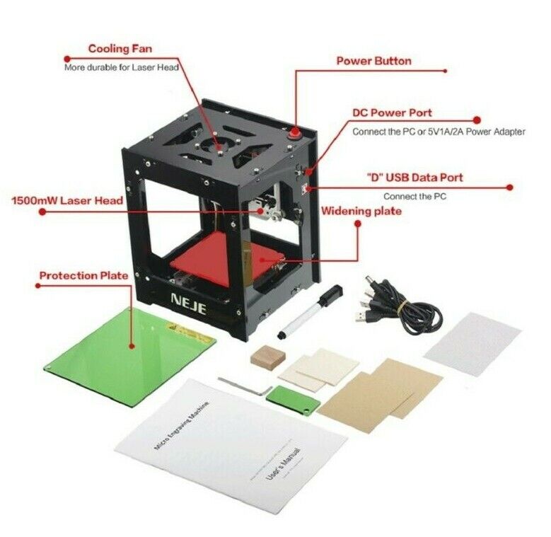 NEJE DK-8-KZ 1500mW Mini CNC Laser Engraver for Precision Crafting