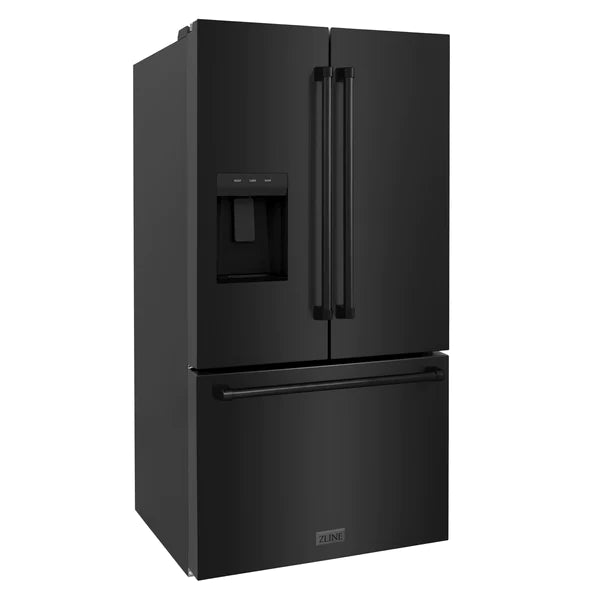 ZLINE 36 in. Black Stainless Steel French Door Refrigerator with Dual Ice Maker