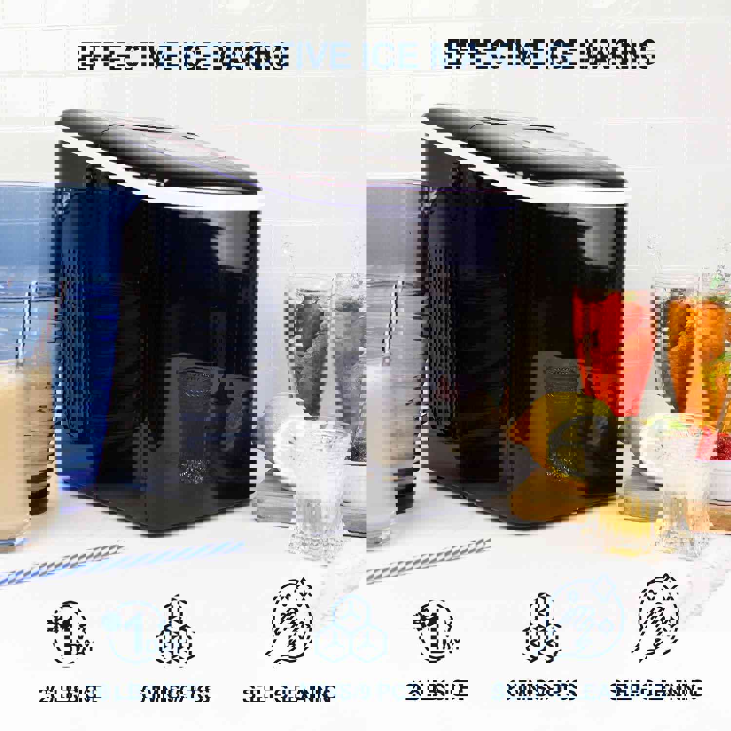 Koolatron Ice Maker Black 1.85L - Fast and Portable Ice Making Machine