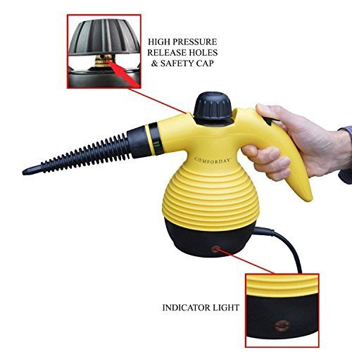 Comforday Multi-Purpose Steam Cleaner with 9-Piece Accessories (Yellow)