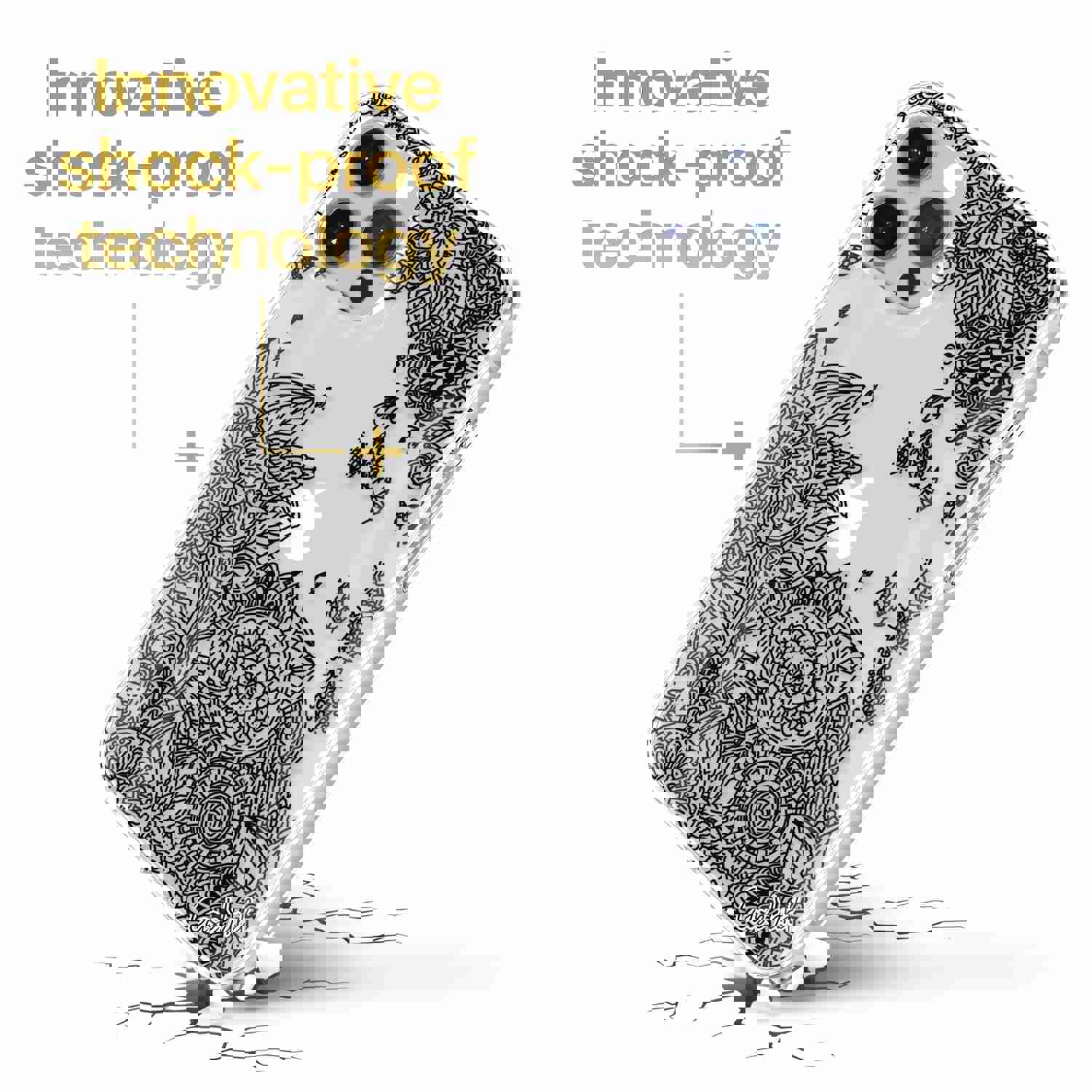 Premium TPU Clear Case with Wind Flower Design for iPhone & Samsung Phones