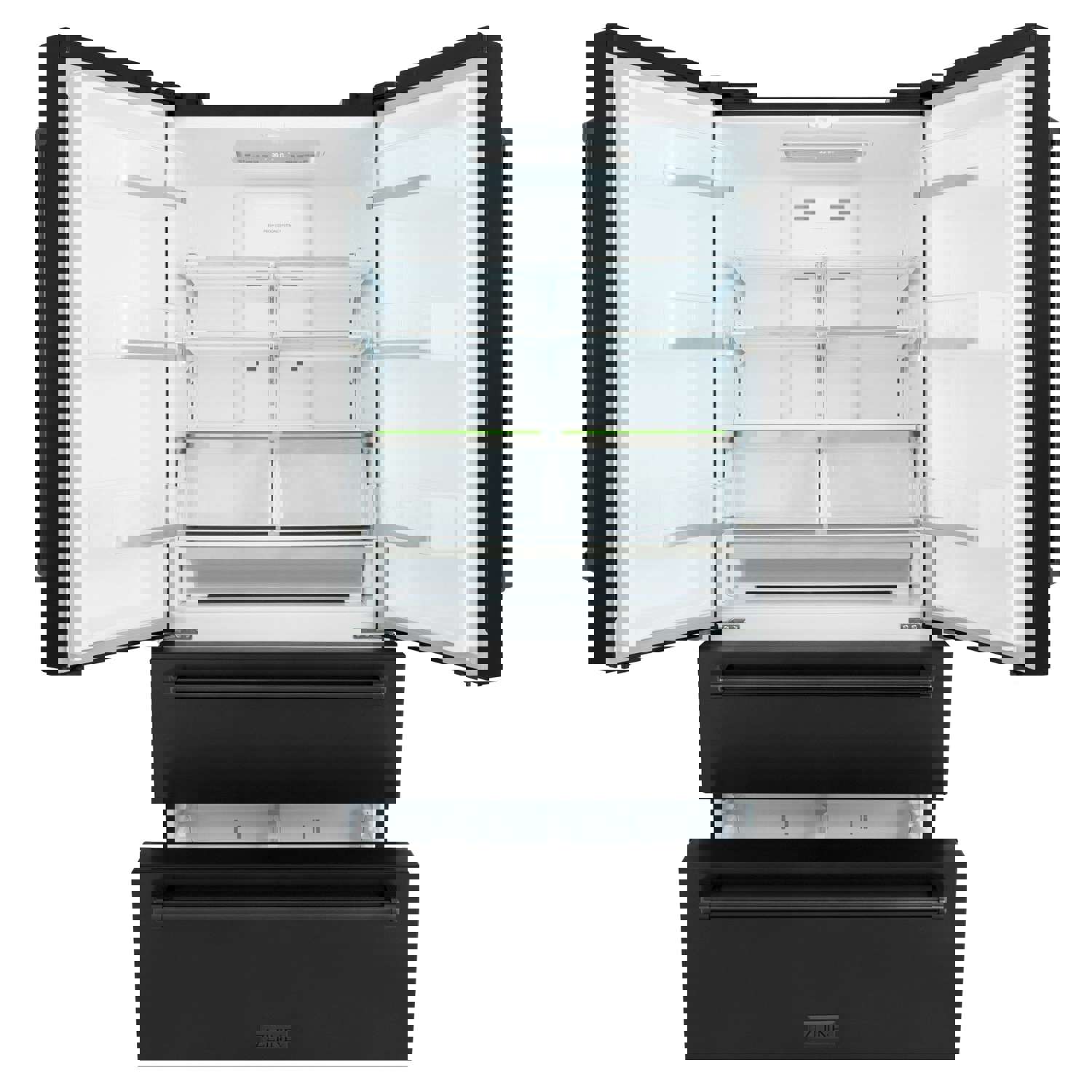 ZLINE 36 in. 22.5 cu. ft Built-in French Door Refrigerator with Ice Maker in Fingerprint Resistant Black Stainless Steel