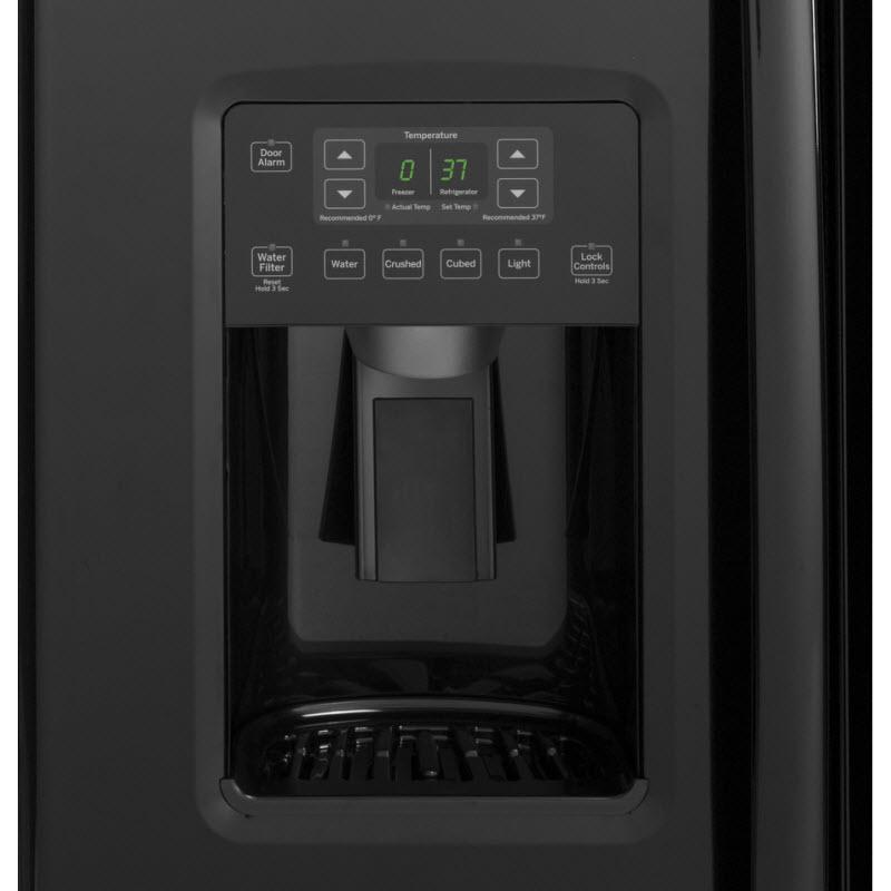 GE 36-inch, 21.9 cu. ft. Counter-Depth Side-by-Side Refrigerator with Ice and Water GZS22DGJBB