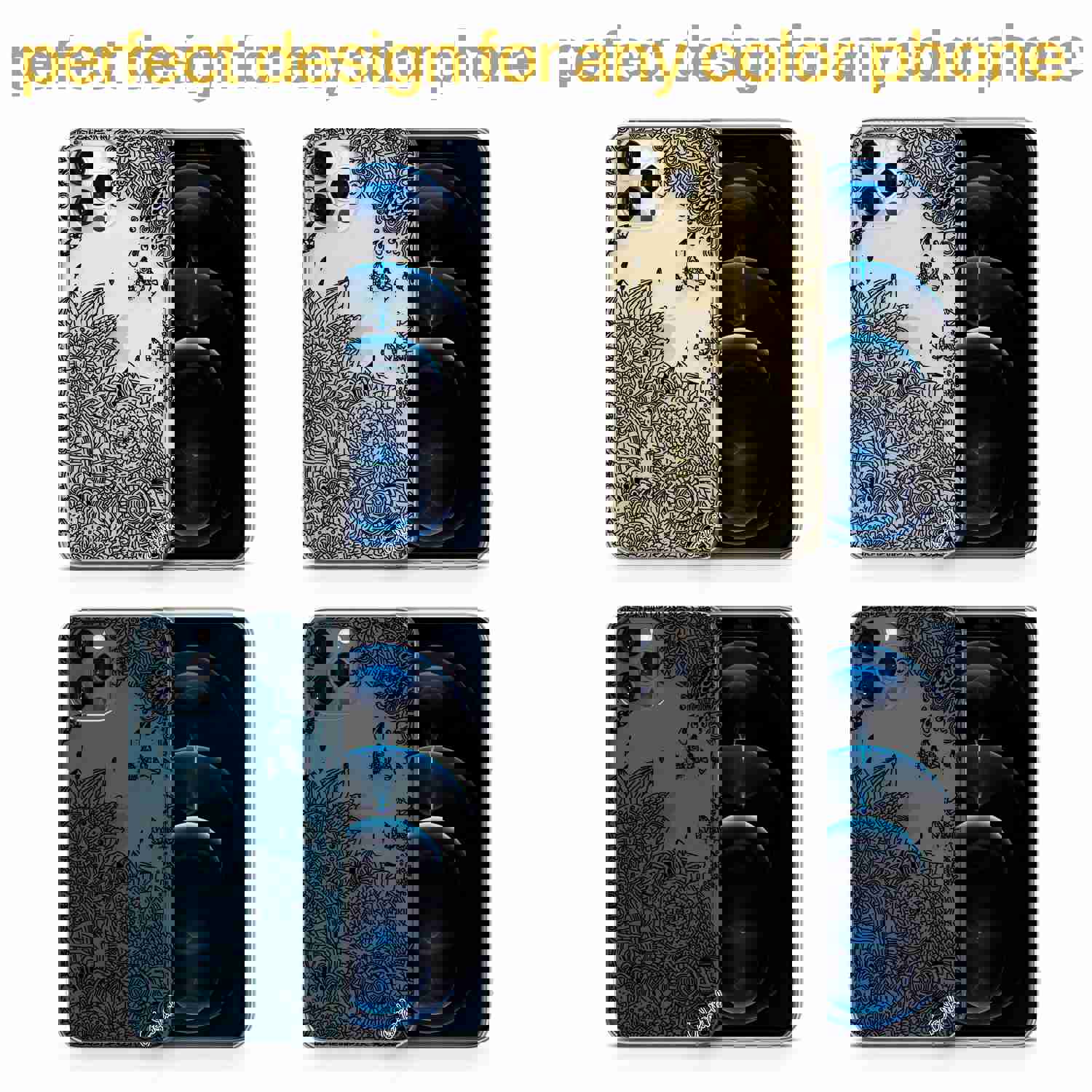 Premium TPU Clear Case with Wind Flower Design for iPhone & Samsung Phones