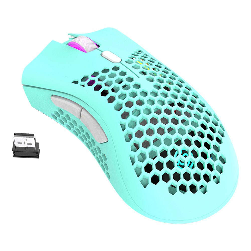 BM600 Wireless Honeycomb Shell Gaming Mouse - 1600DPI, 7 Buttons, RGB Lighting