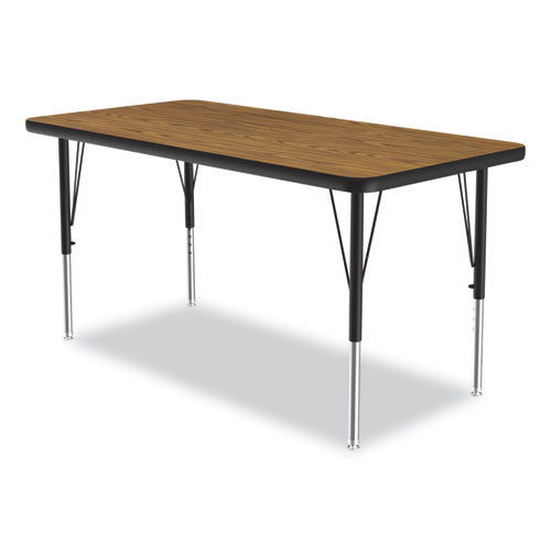 Correll Adjustable Activity Table with Med Oak Top and Black Legs