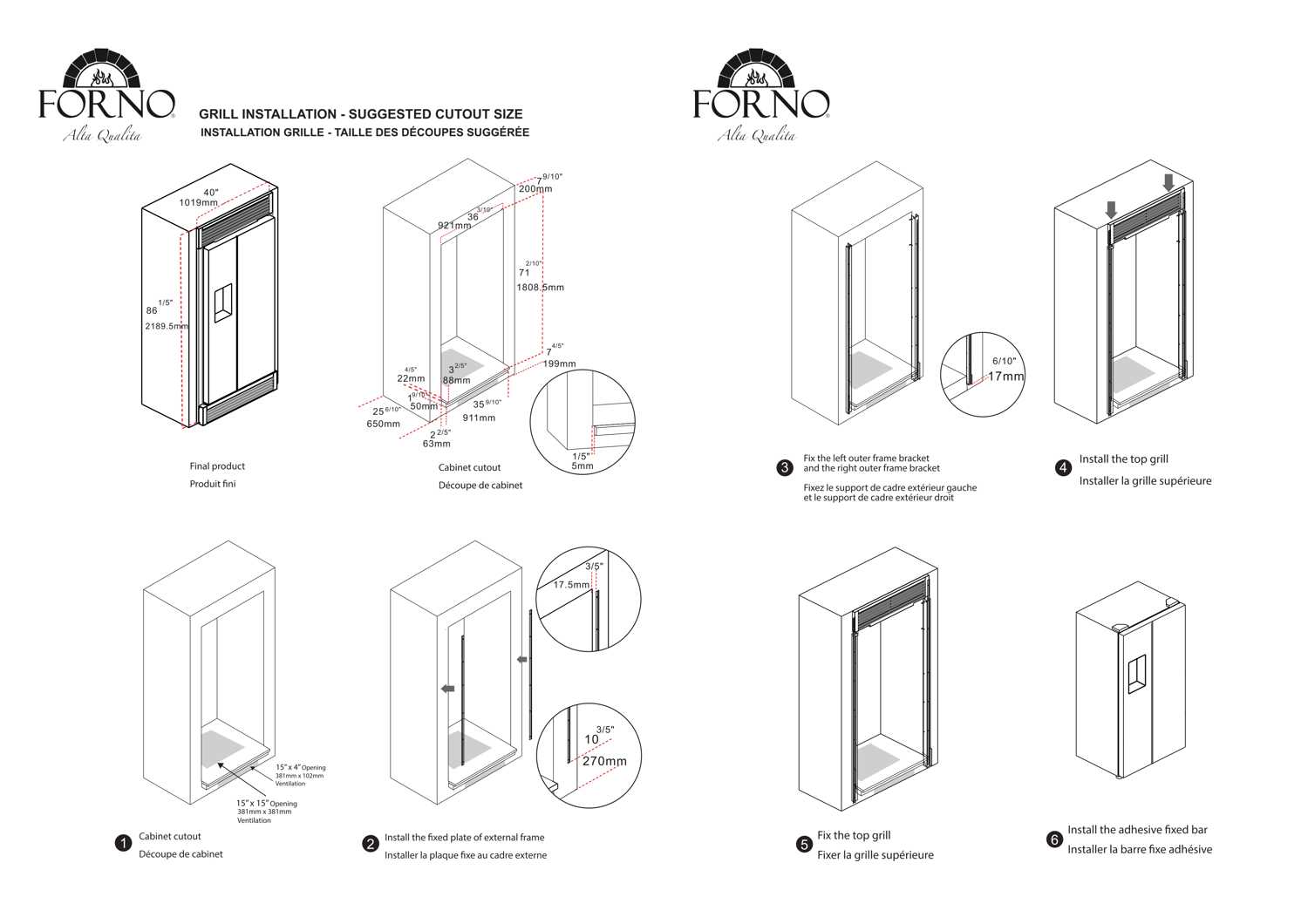 Forno Salerno 36 Side-by-Side 20 Cu.Ft Stainless Steel Refrigerator with Ice Maker