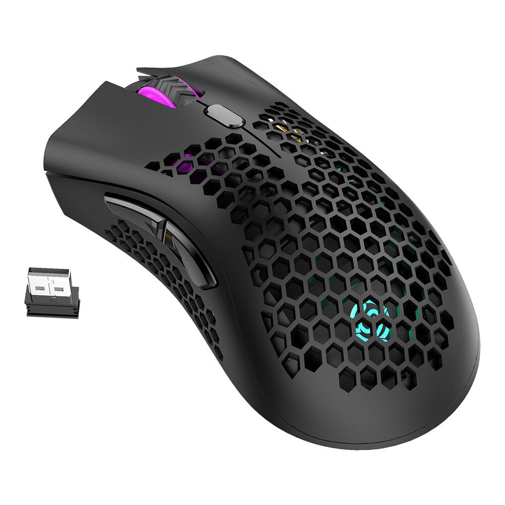 BM600 Wireless Honeycomb Shell Gaming Mouse - 1600DPI, 7 Buttons, RGB Lighting