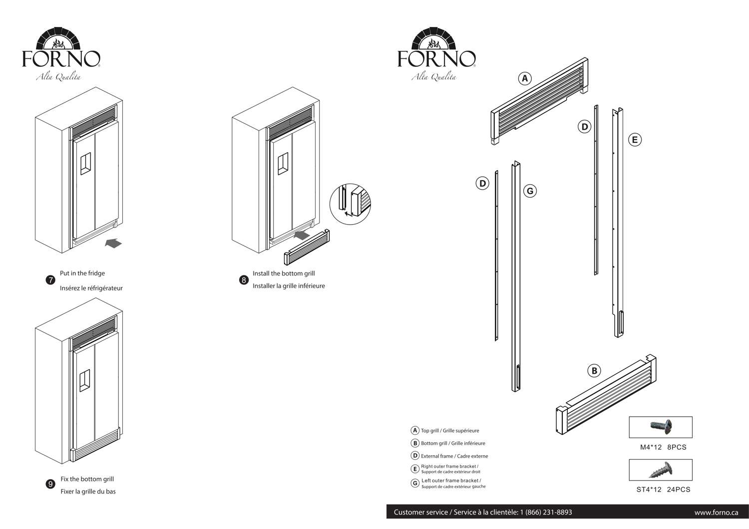 Forno Salerno 36 Side-by-Side 20 Cu.Ft Stainless Steel Refrigerator with Ice Maker