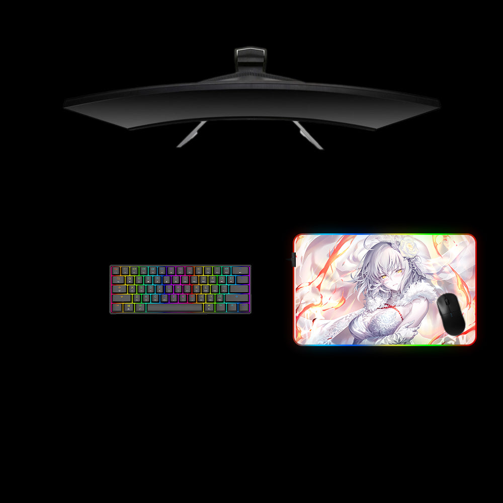 Jeanne d'Arc White Design RGB Gaming Mouse Pad with LED Strip