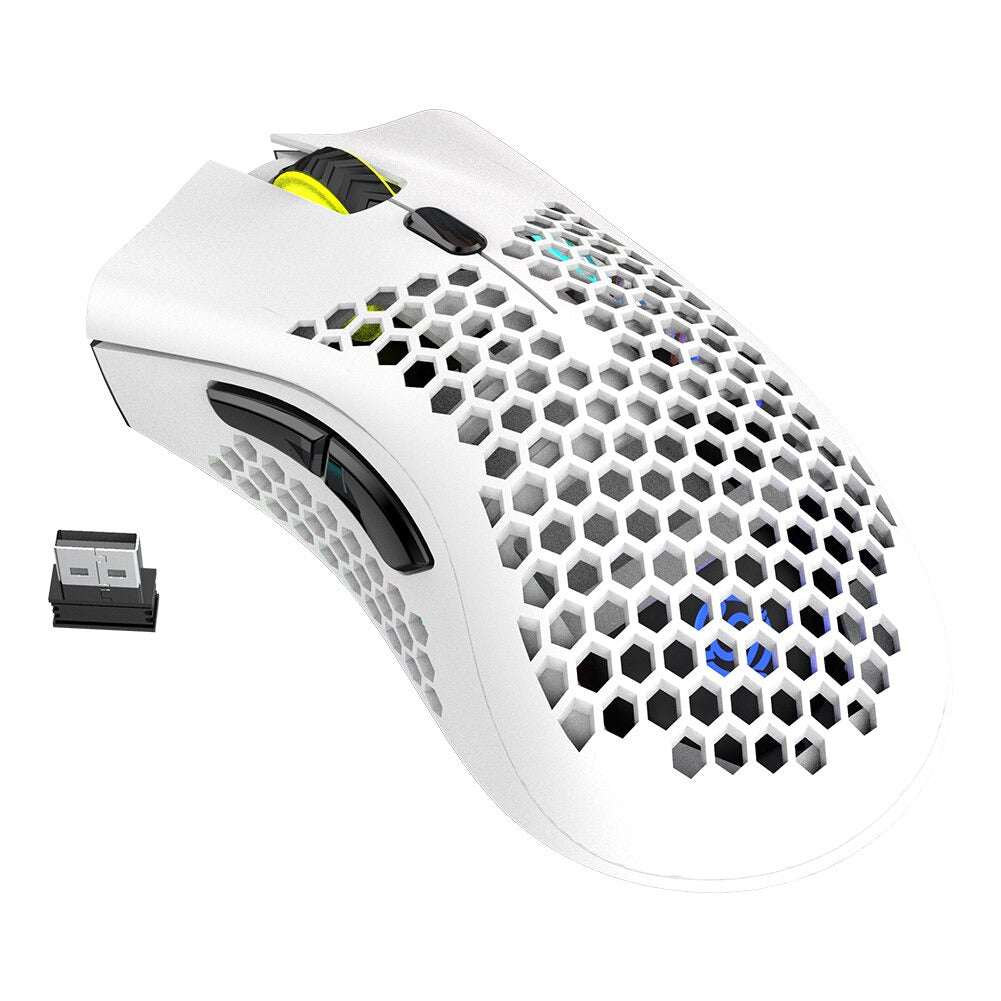 BM600 Wireless Honeycomb Shell Gaming Mouse - 1600DPI, 7 Buttons, RGB Lighting