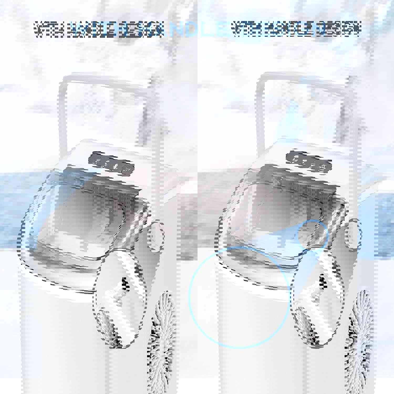 Countertop Portable Ice Maker Machine with Handle, 9 Ice Cubes in 6 Mins, 26Lbs/24H, Self-Cleaning, for Home/Kitchen/Party (White)