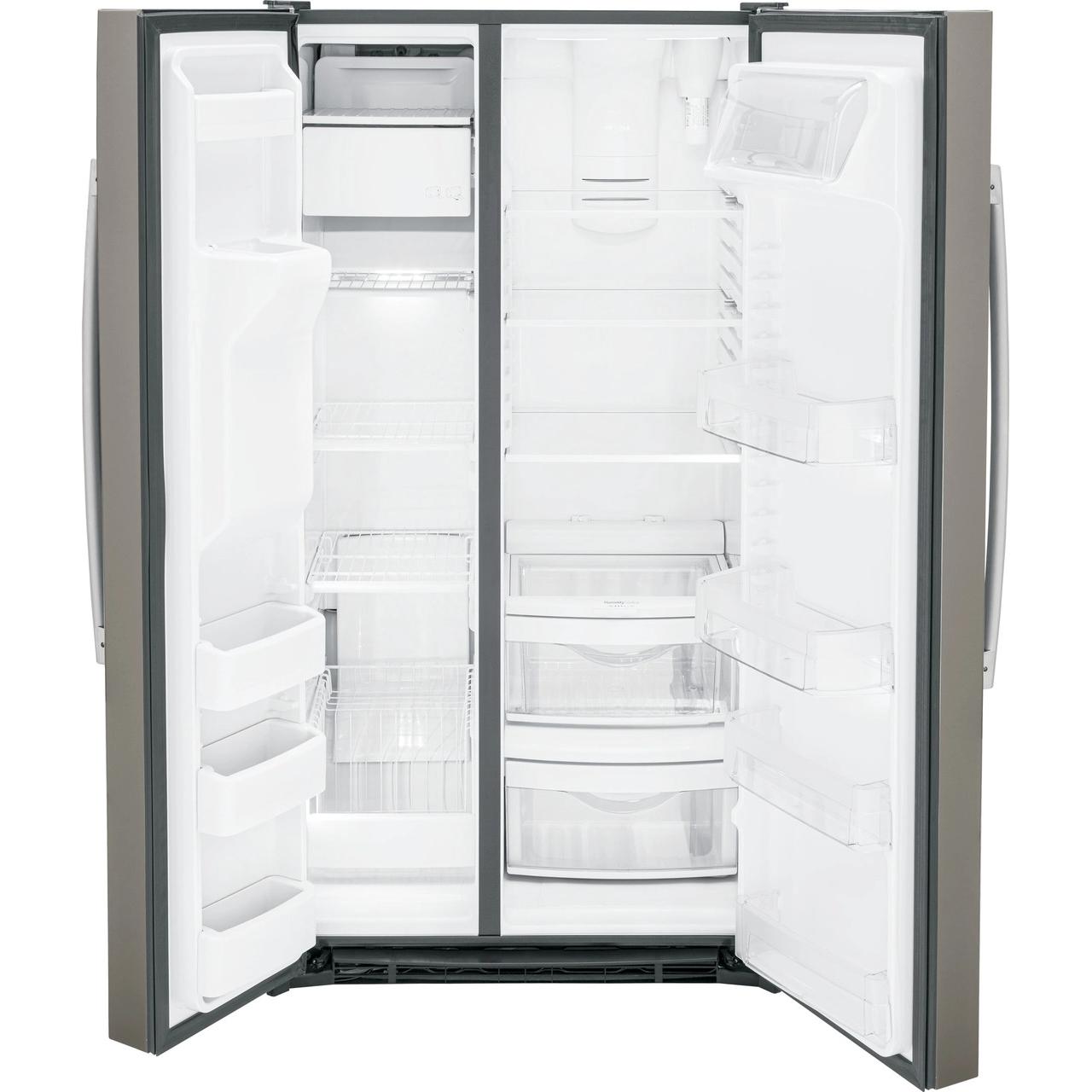 GE 36-inch, 25.3 cu. ft. Side-by-Side Refrigerator with Water and Ice Dispenser GSS25GMPES