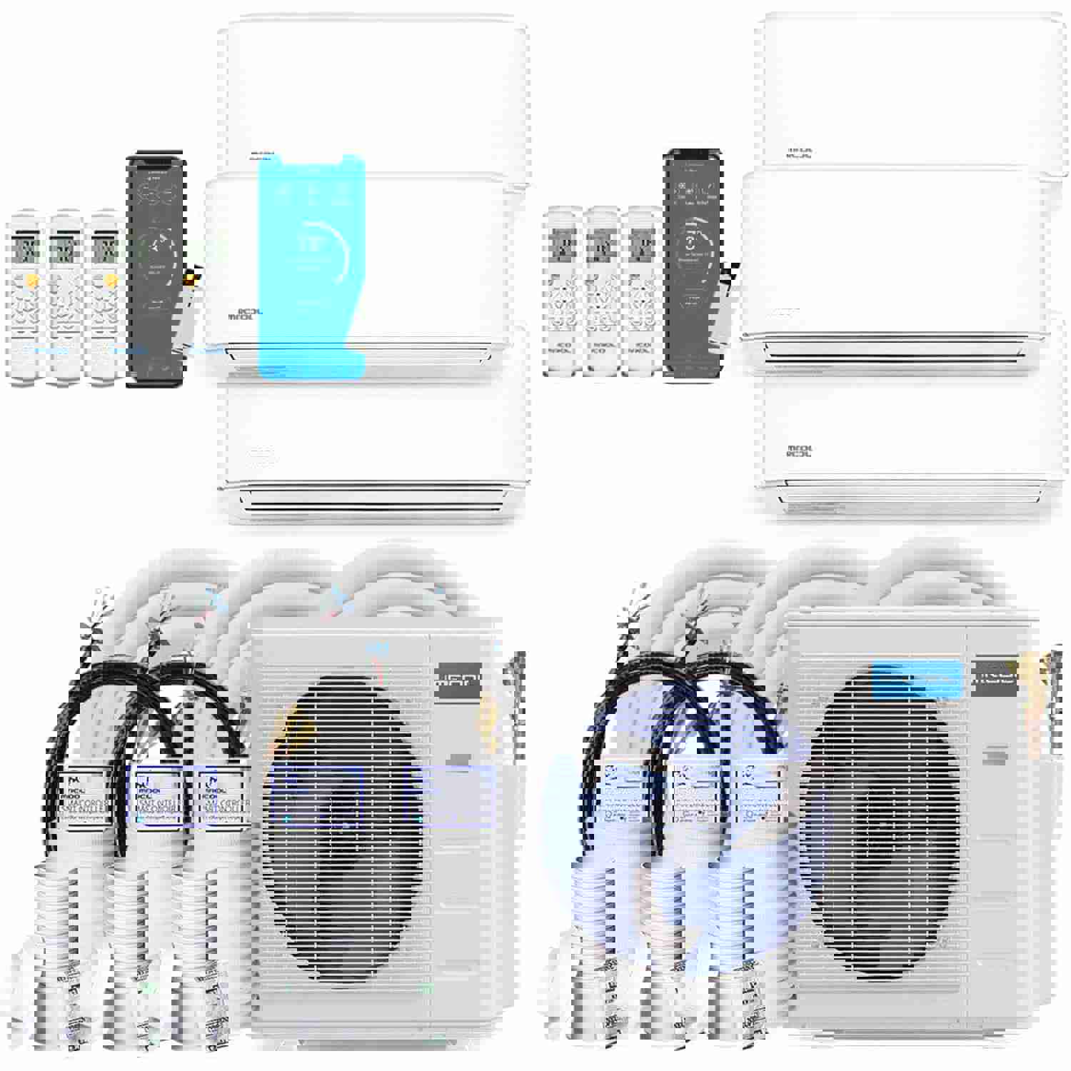 MRCOOL DIY 4th Gen 27K BTU 3-Zone Condenser with 9K+12K+12K Handlers and 16ft Linesets Bundle