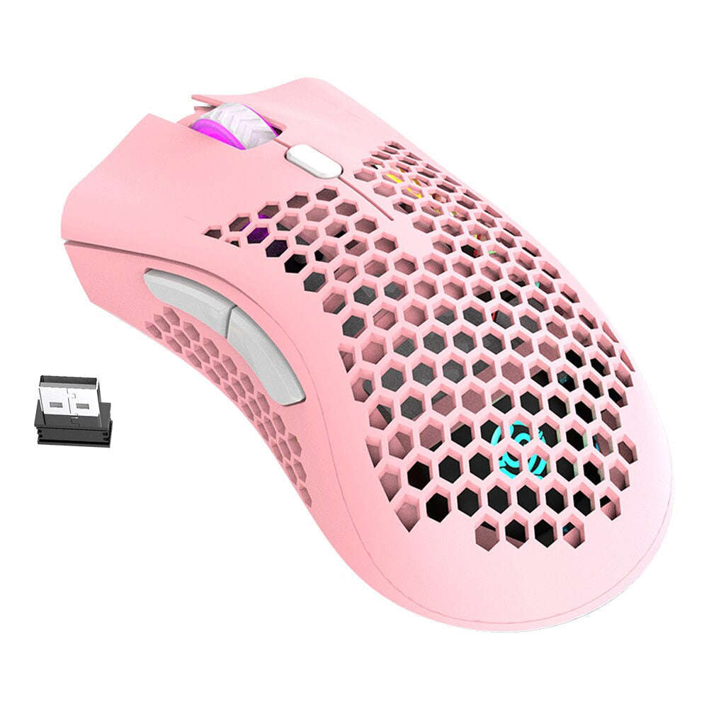 BM600 Wireless Honeycomb Shell Gaming Mouse - 1600DPI, 7 Buttons, RGB Lighting