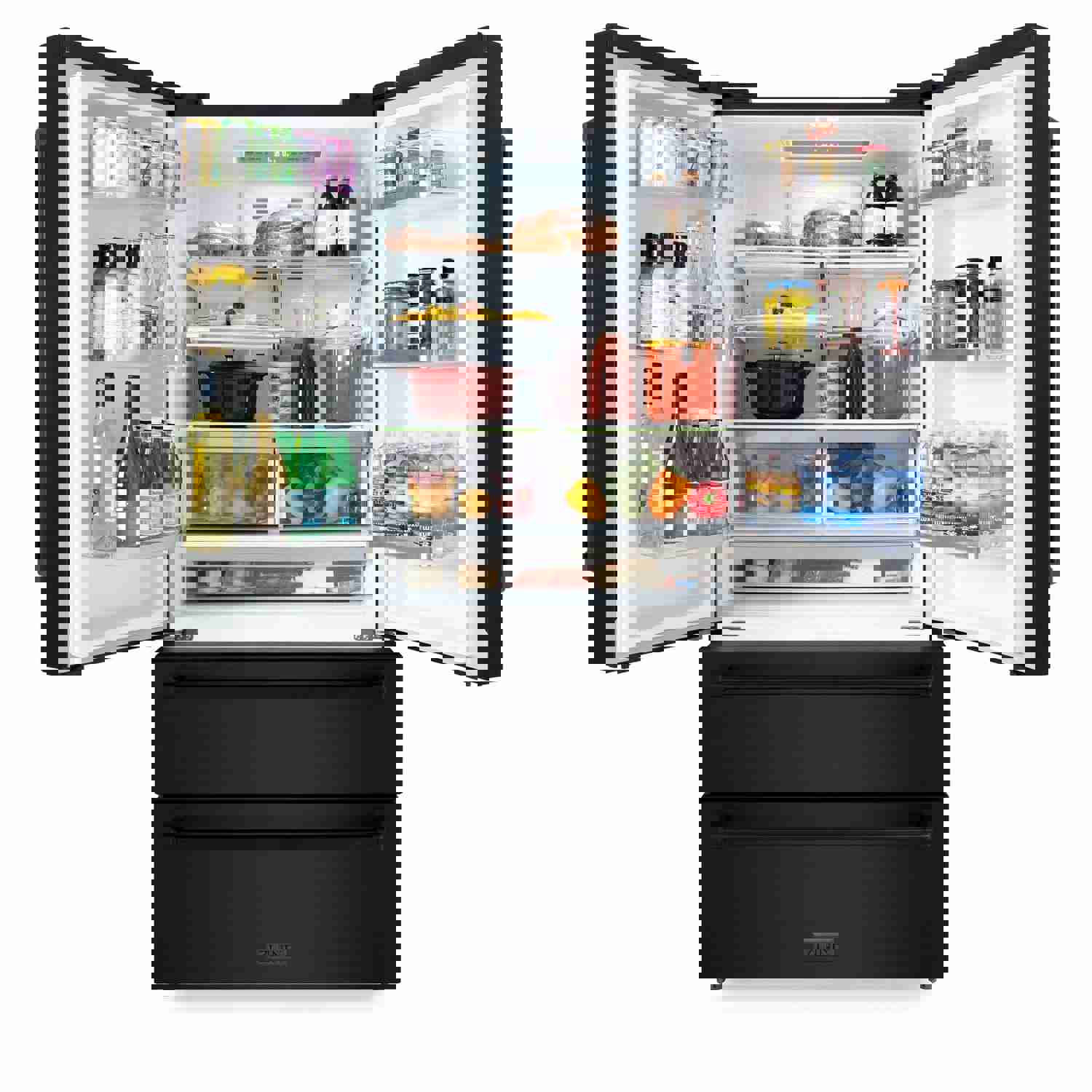 ZLINE 36 in. 22.5 cu. ft Built-in French Door Refrigerator with Ice Maker in Fingerprint Resistant Black Stainless Steel