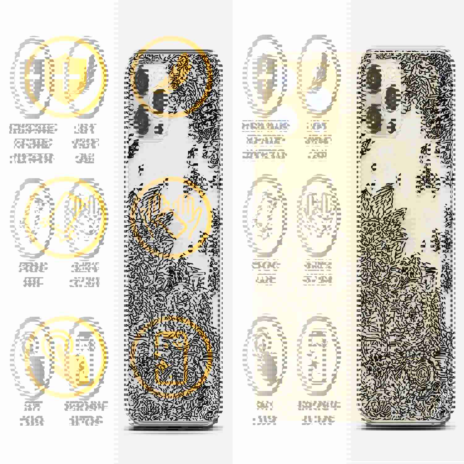 Premium TPU Clear Case with Wind Flower Design for iPhone & Samsung Phones