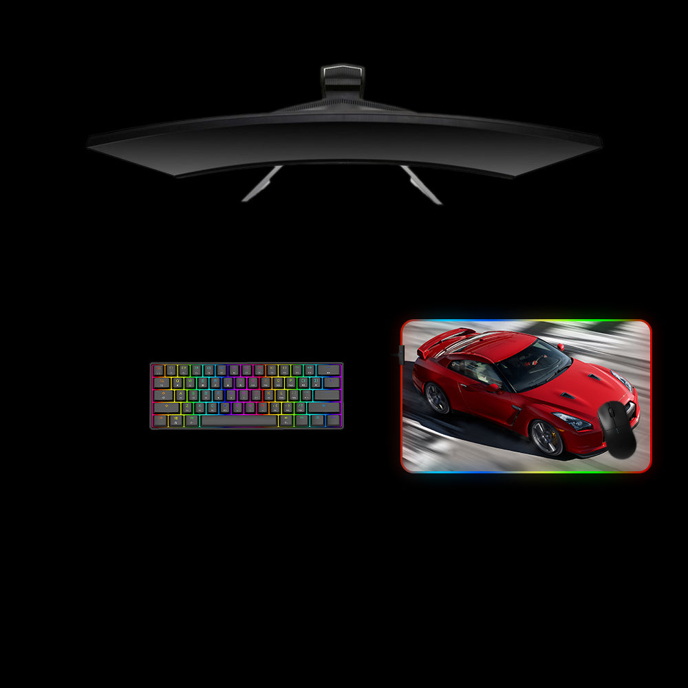 Red GTR Design RGB Gaming Mouse Pad with LED Strip - M-XXL Size