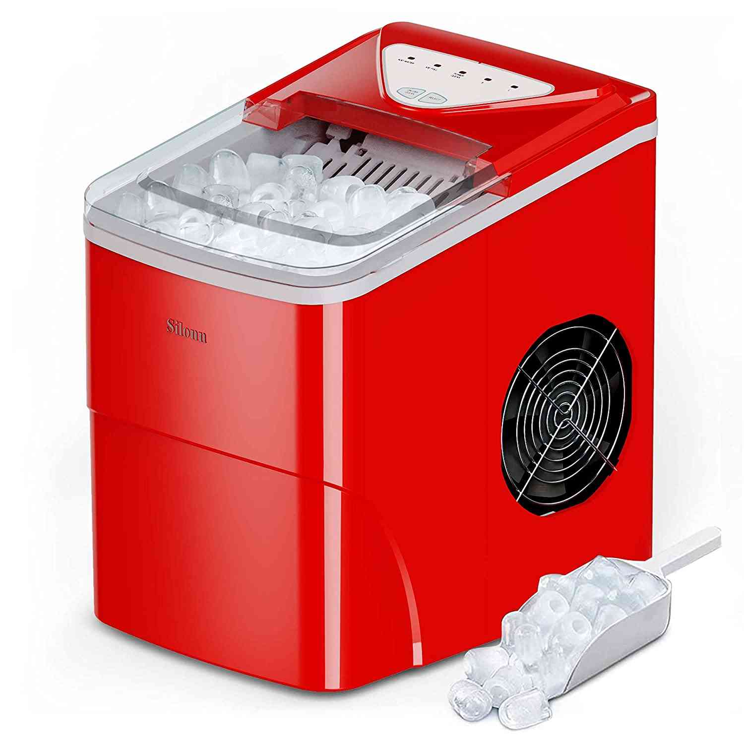 Silonn Countertop Ice Maker - 9 Cubes in 6 Minutes, 26Lbs/24Hrs, Self-Cleaning with Ice Scoop & Basket