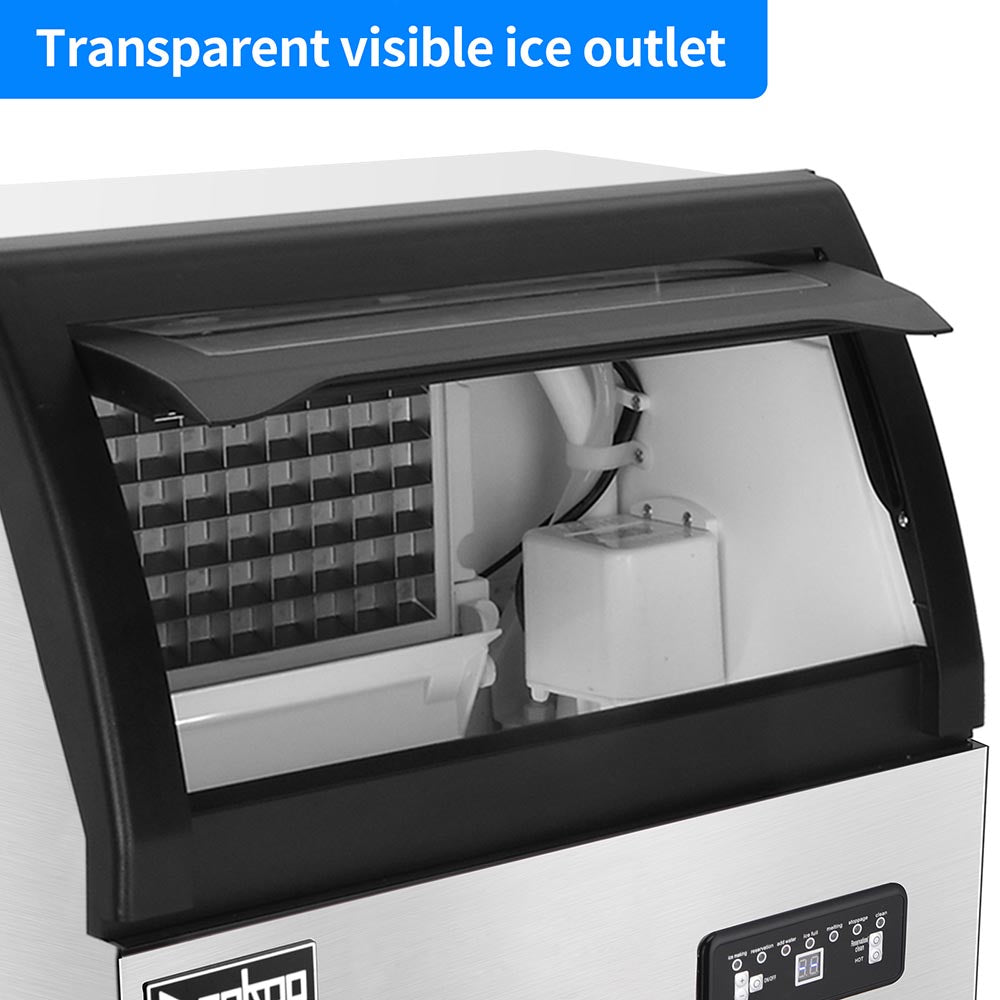 Yescom Stainless Steel Ice Maker 200lbs/24h with Self-sterilizing Nano Blue Light