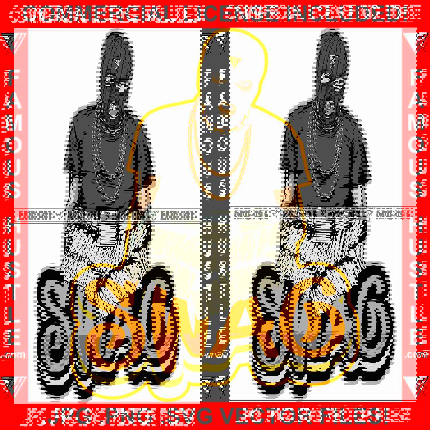 Swag Famous Hustle Gangster Graphic Design T-Shirt Print Digital Download