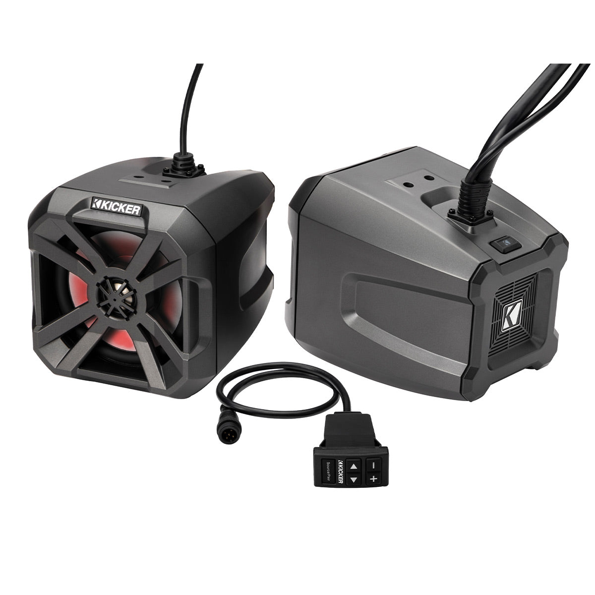 Kicker 48BTCAN65 PowerCan 6.5 Waterproof Bluetooth Speakers with LED Lighting & Wired Remote - Pair