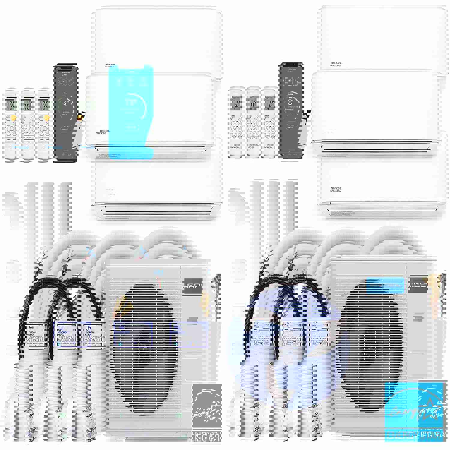 MRCOOL DIY 4th Gen 36K BTU 3-Zone Condenser with 9K+12K+12K Handlers and 3 x 25ft Linesets Bundle