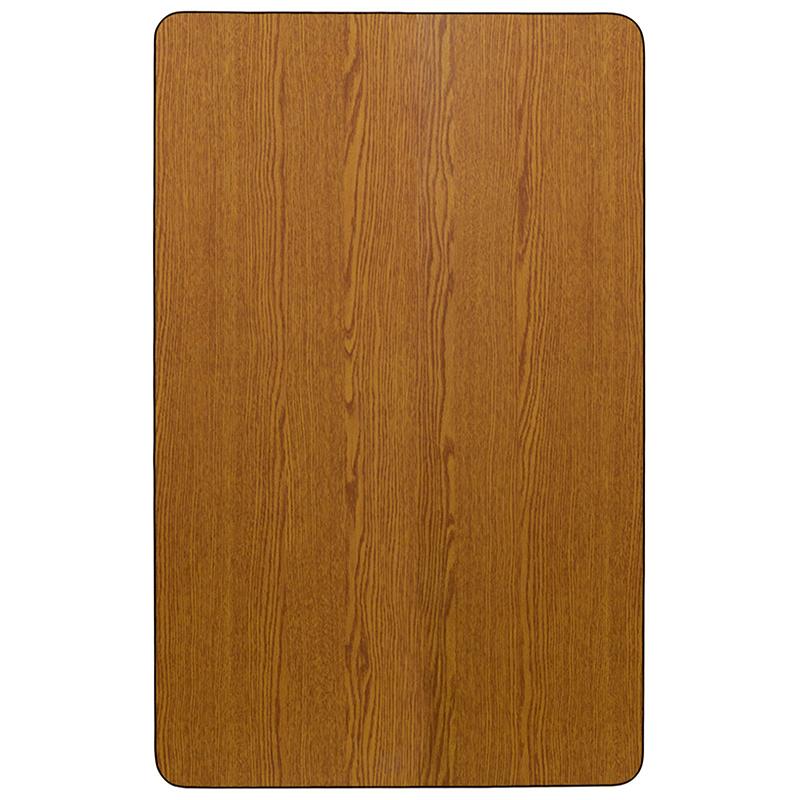 Flash Furniture 30W x 72L Rectangular Oak Thermal Laminate Activity Table with Adjustable Legs
