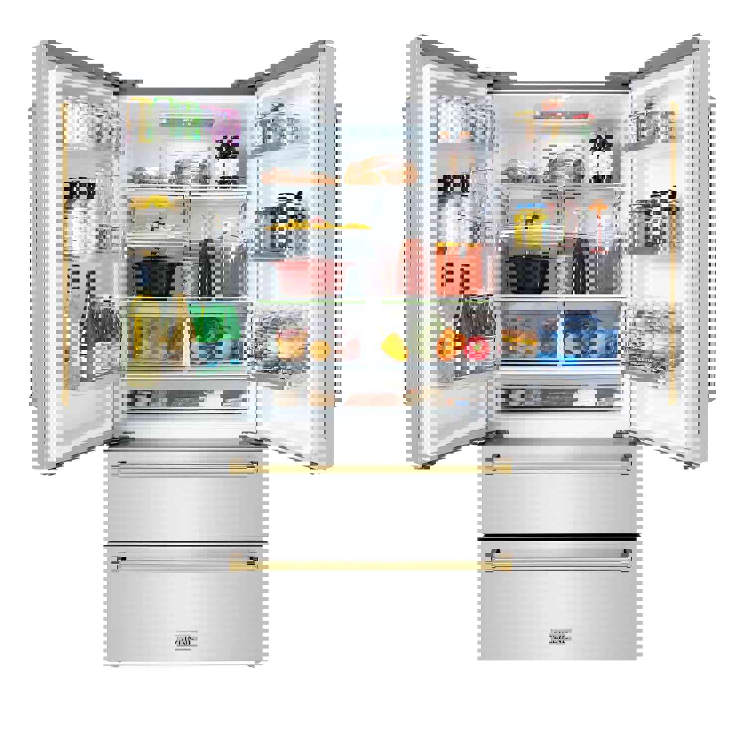 ZLINE 36 In. Autograph 22.5 cu. ft. Stainless Steel Refrigerator with Ice Maker and Gold Accents