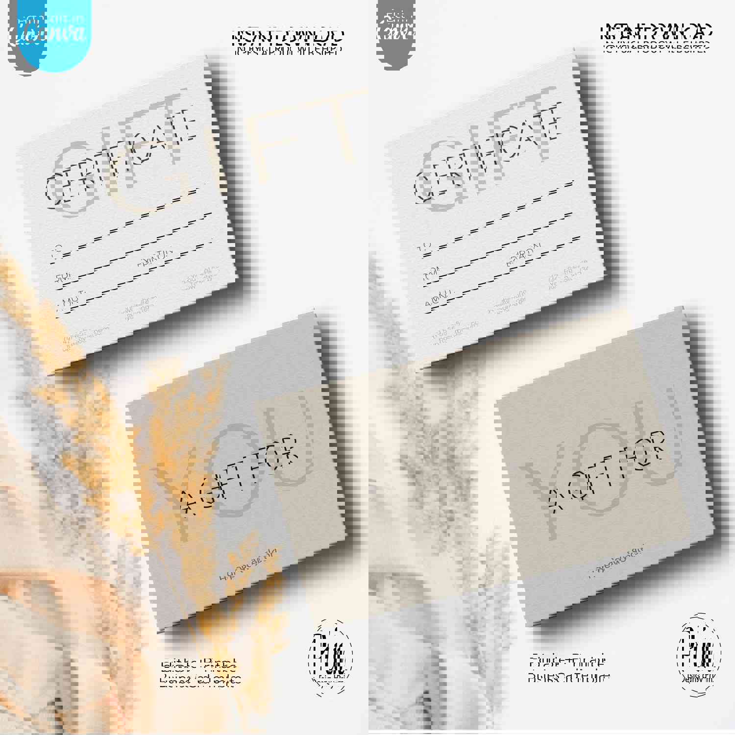 Simply Modern Gift Certificate Template - Editable Sand Color Gift Card for Business Promotion