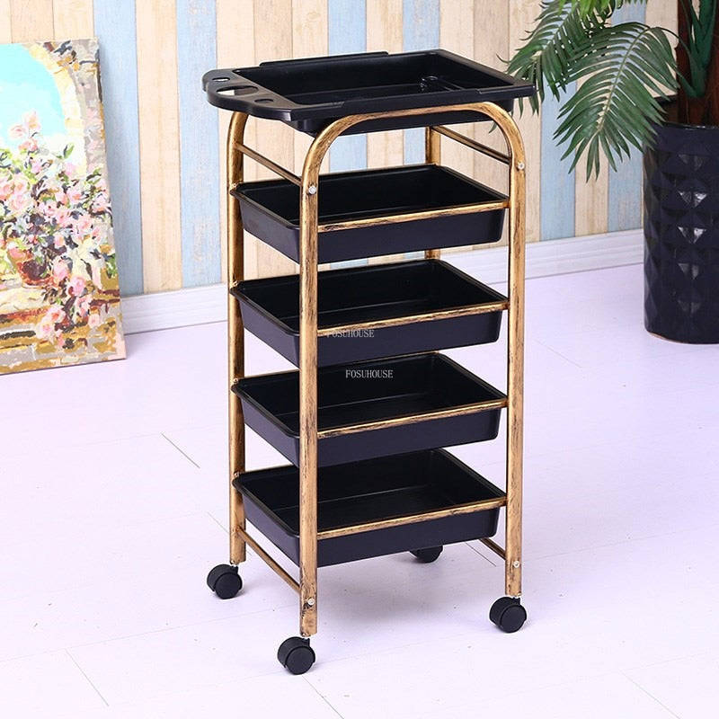 Modern Hair Salon Trolley with Wheels - Multi-layer Beauty Barber Cart