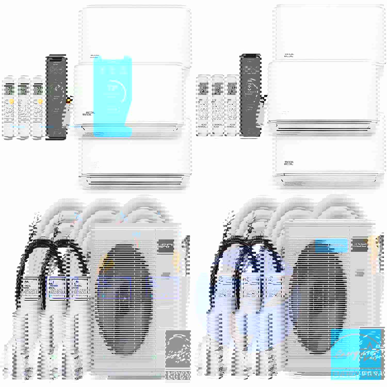 MRCOOL DIY 4th Gen 36K BTU 3-Zone Condenser with 9K+12K+12K Handlers and 3 x 25ft Linesets Bundle