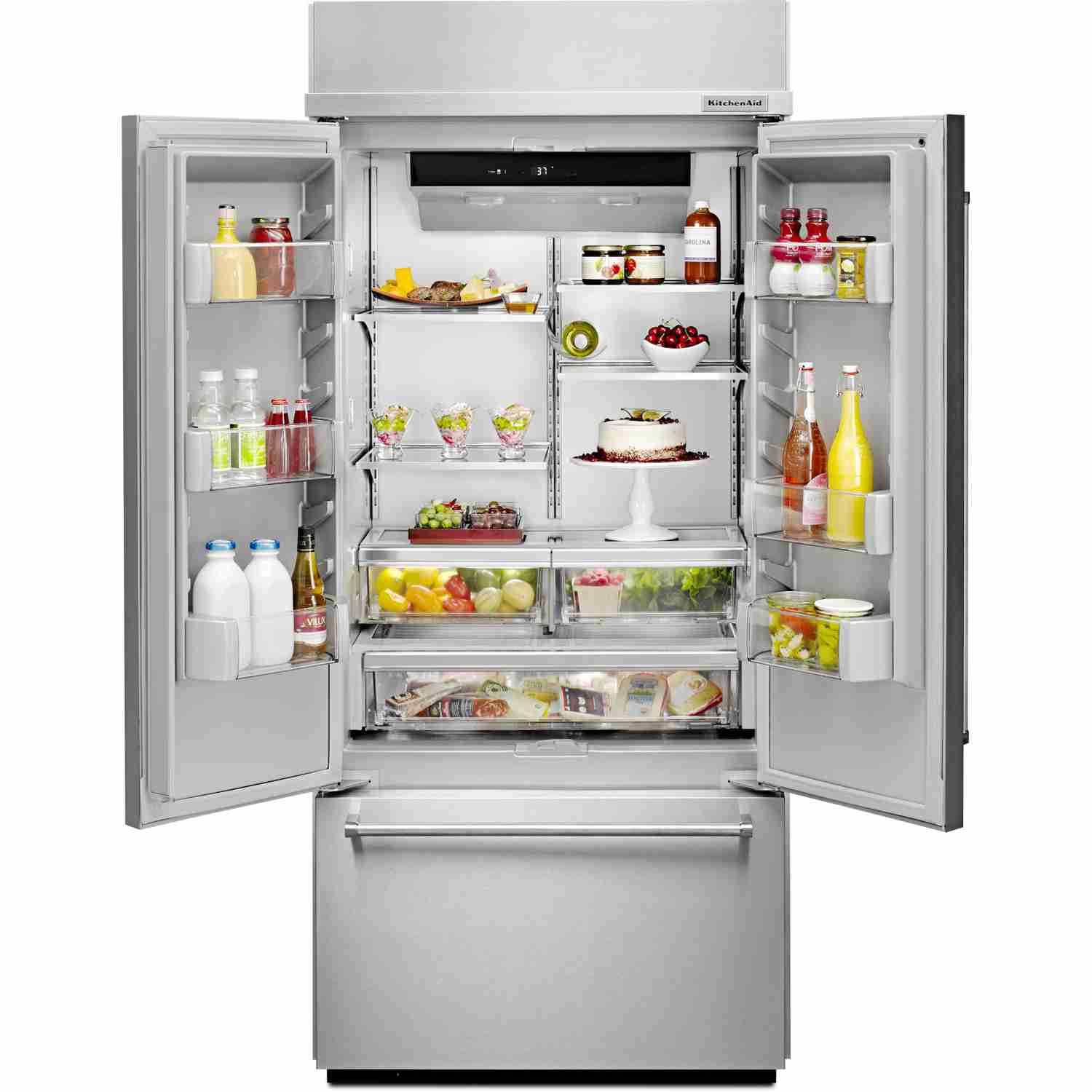 KitchenAid 36-inch, 20.8 cu.ft. Built-in French 3-Door Refrigerator with Internal Ice Maker KBFN506ESS