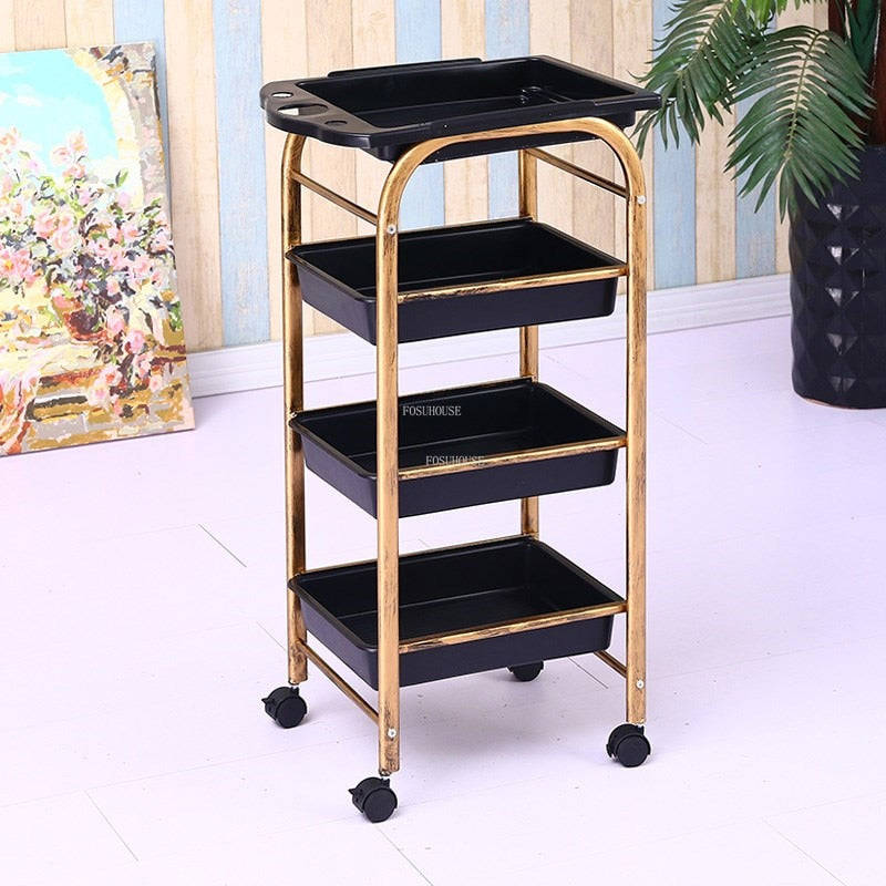 Modern Hair Salon Trolley with Wheels - Multi-layer Beauty Barber Cart