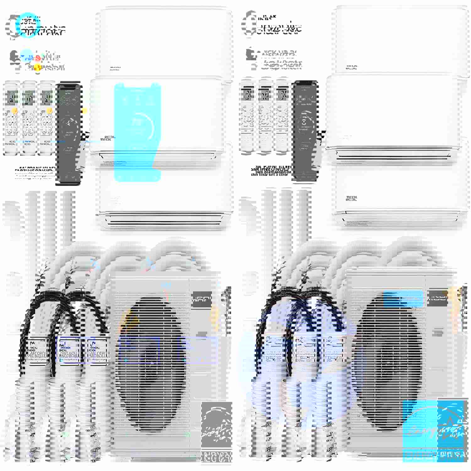 MRCOOL DIY 4th Gen 36K BTU 3-Zone Condenser with 9K+12K+12K Handlers and 3 x 25ft Linesets Bundle