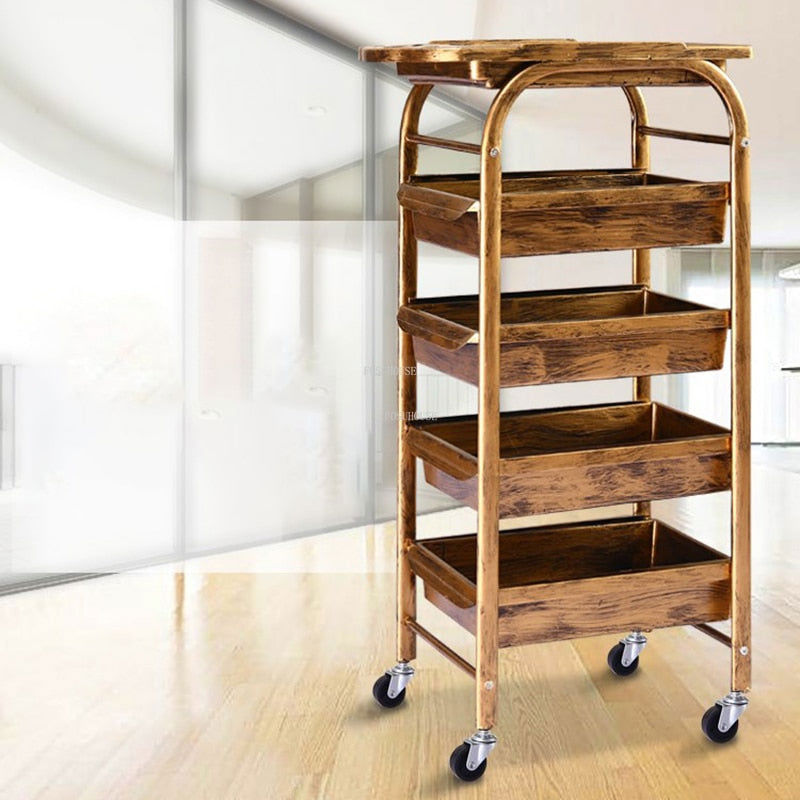 Modern Hair Salon Trolley with Wheels - Multi-layer Beauty Barber Cart