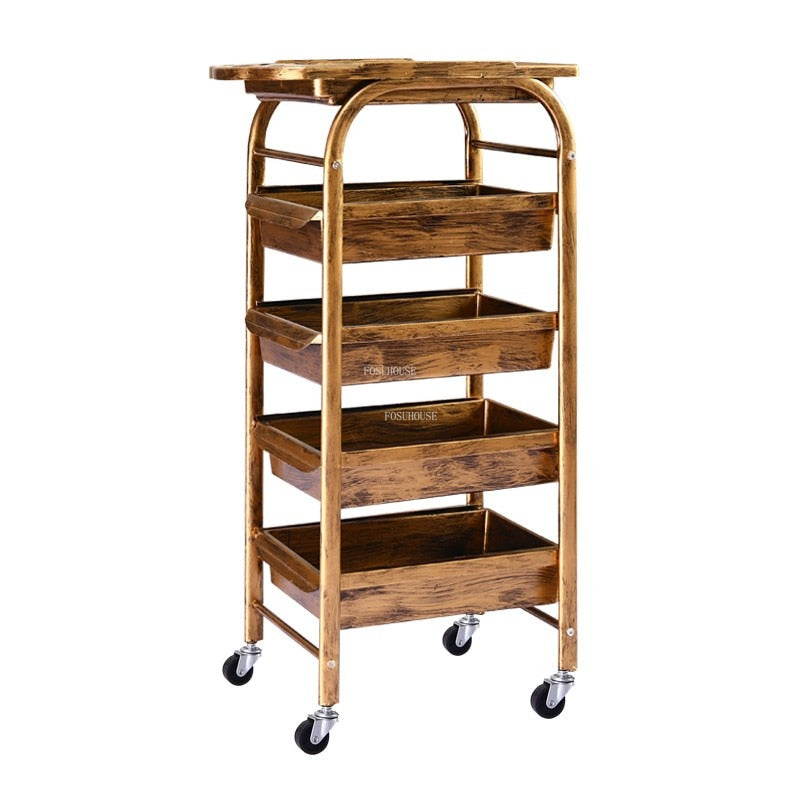 Modern Hair Salon Trolley with Wheels - Multi-layer Beauty Barber Cart