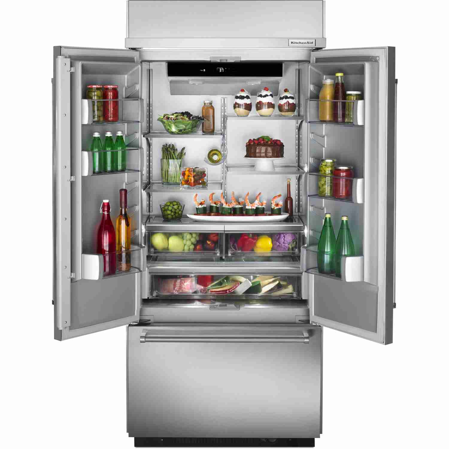 KitchenAid 36-inch, 20.8 cu.ft. Built-in French 3-Door Refrigerator with Internal Ice Maker KBFN506ESS