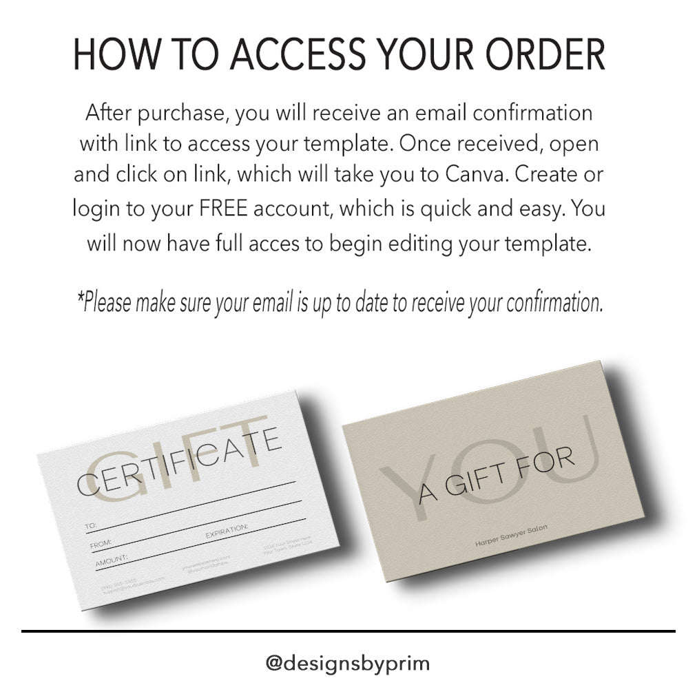 Simply Modern Gift Certificate Template - Editable Sand Color Gift Card for Business Promotion