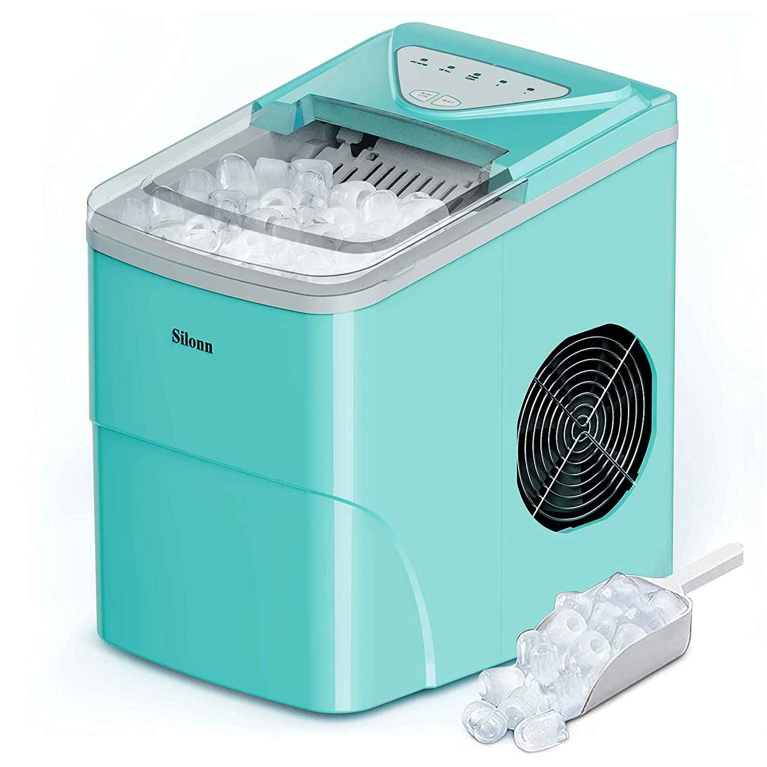 Silonn Countertop Ice Maker - 9 Cubes in 6 Minutes, 26Lbs/24Hrs, Self-Cleaning with Ice Scoop & Basket