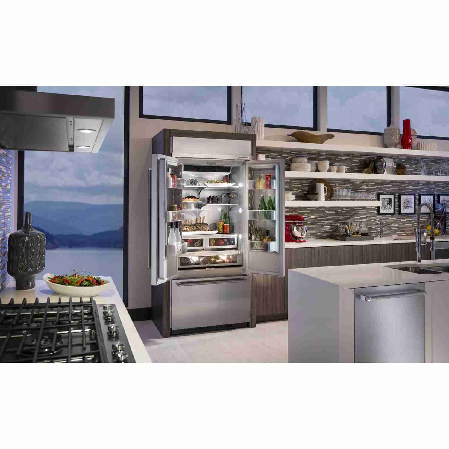 KitchenAid 36-inch, 20.8 cu.ft. Built-in French 3-Door Refrigerator with Internal Ice Maker KBFN506ESS