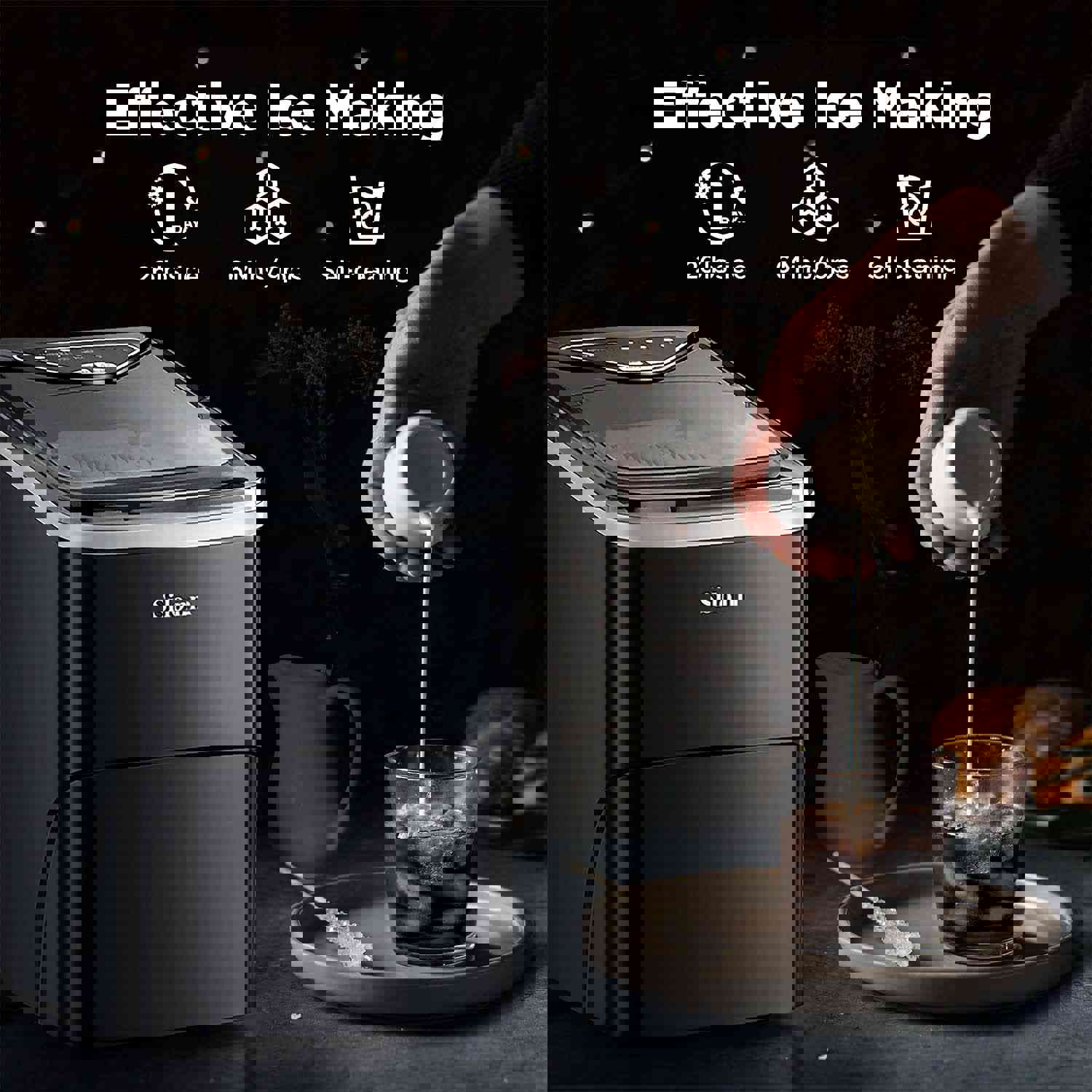 Silonn Countertop Ice Maker - 9 Cubes in 6 Minutes, 26Lbs/24Hrs, Self-Cleaning with Ice Scoop & Basket