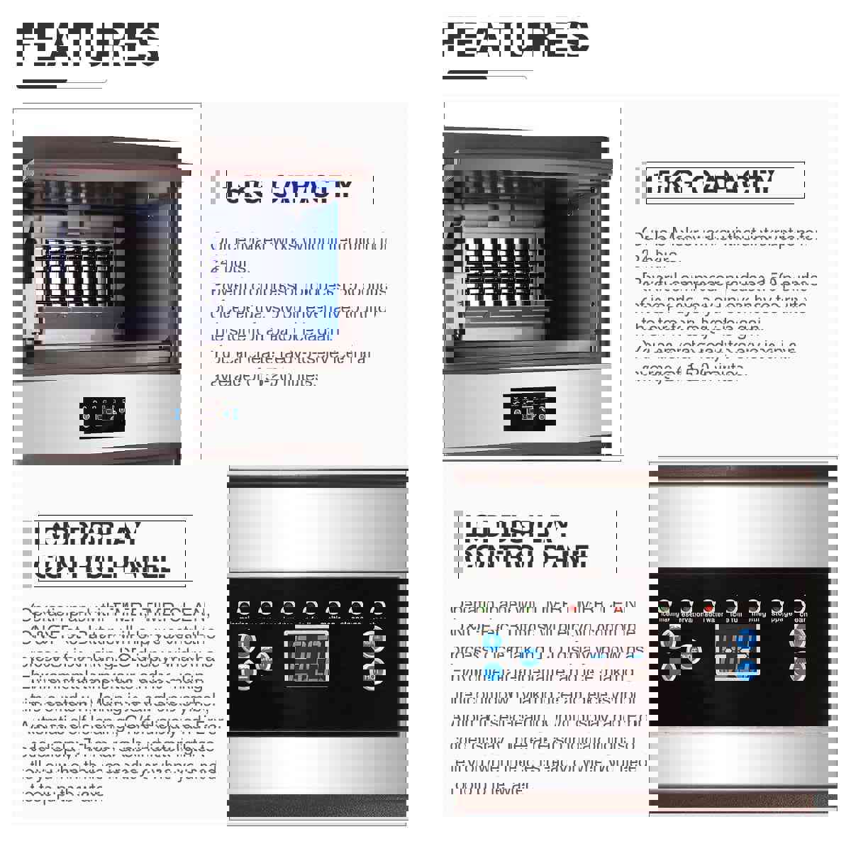 CO-Z 160LBS Commercial Ice Maker with 33lbs Capacity, Stainless Steel Built-in Ice Machine for Restaurant & Bar