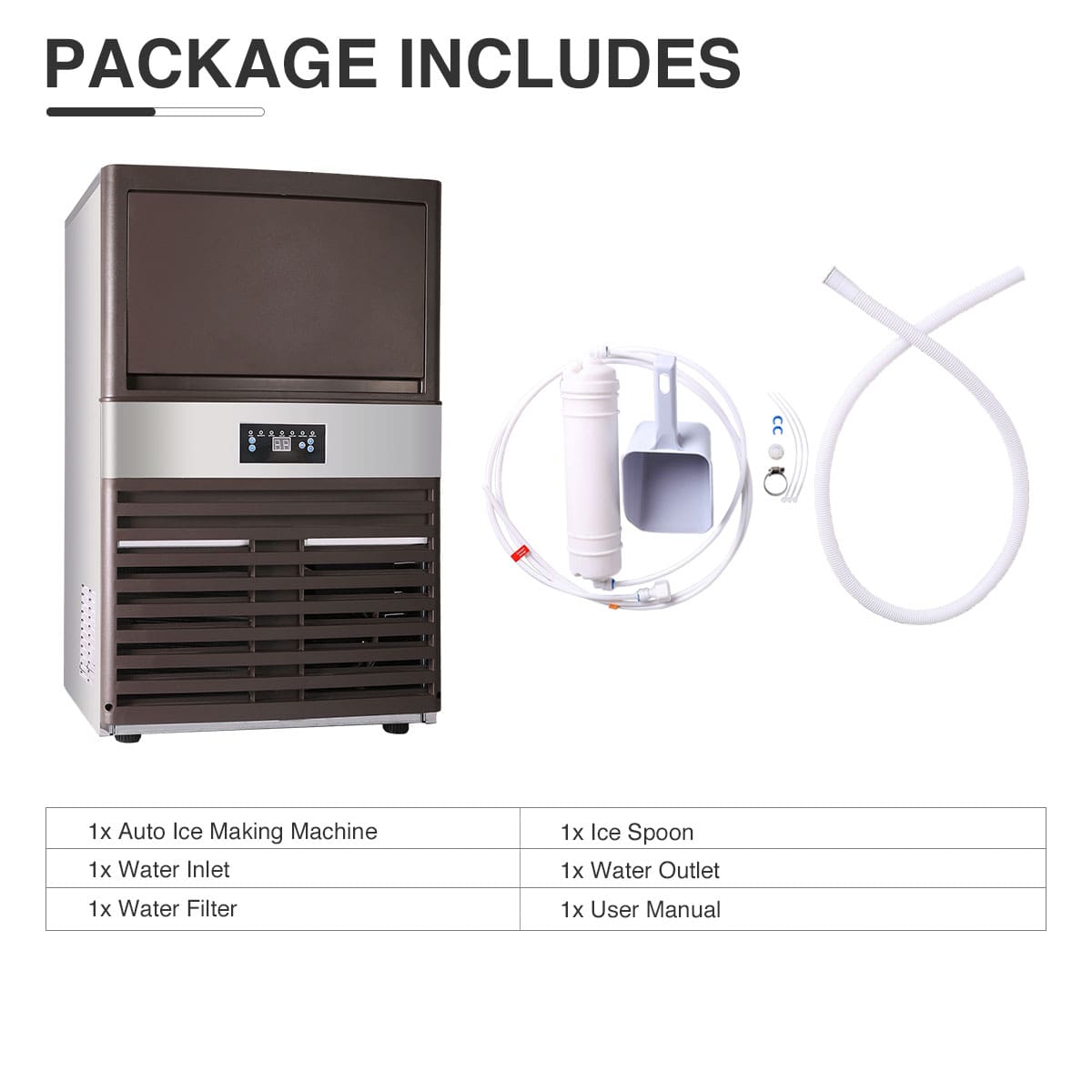 CO-Z 160LBS Commercial Ice Maker with 33lbs Capacity, Stainless Steel Built-in Ice Machine for Restaurant & Bar