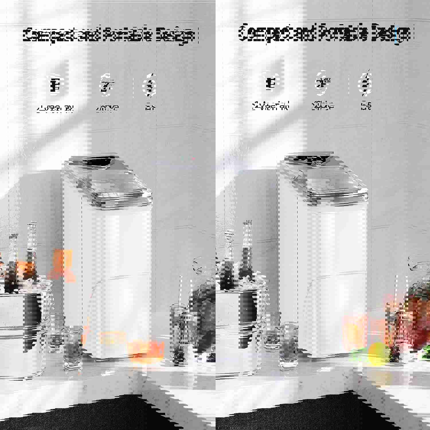 Portable Electric Ice Cube Maker Machine with Self-Cleaning Function, 9 Ice Cubes in 6 Mins, 26Lbs/24Hrs, Includes Ice Bags and Scoop (White)