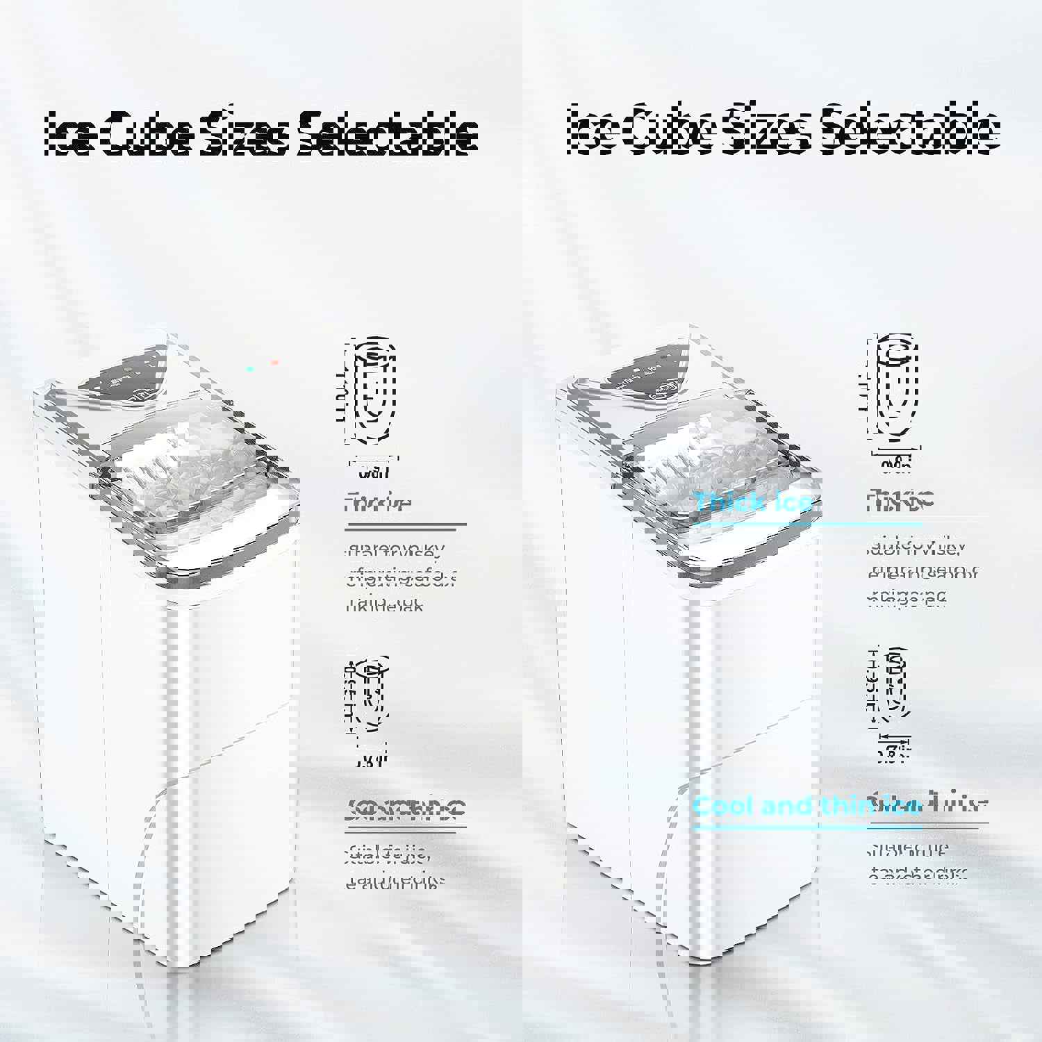 Portable Electric Ice Cube Maker Machine with Self-Cleaning Function, 9 Ice Cubes in 6 Mins, 26Lbs/24Hrs, Includes Ice Bags and Scoop (White)